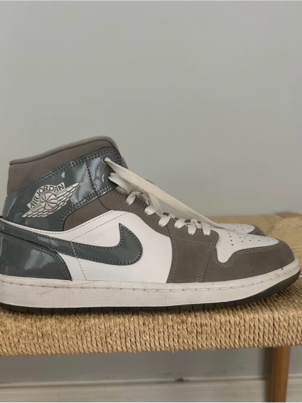 Jordan Mid-Top Sneakers in White and Gray